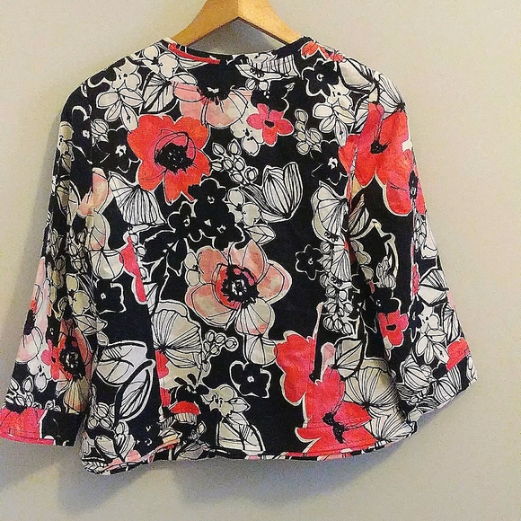 KIM ROGERS Floral Jacket 100% Linen - Picture 6 of 8